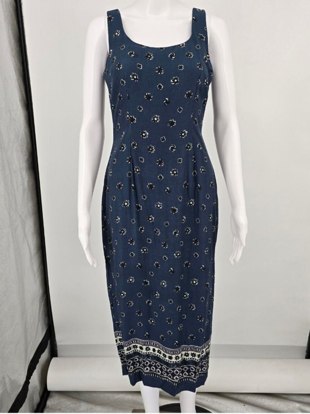 Vintage 1990s Rabbit Designs Floral Rayon Sleeveless Sundress (Juniors Small)